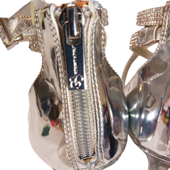 Jessica Simpson Rhinestone Silver Heels Strappy Formal Sandals size 6 5 - Picture 6 of 13